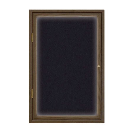 UNITED VISUAL PRODUCTS Triple Door Enclosed Radius EZ Tack Board, 96"x48", Header, Satin/Green UV7016EZ-GREEN-SATIN